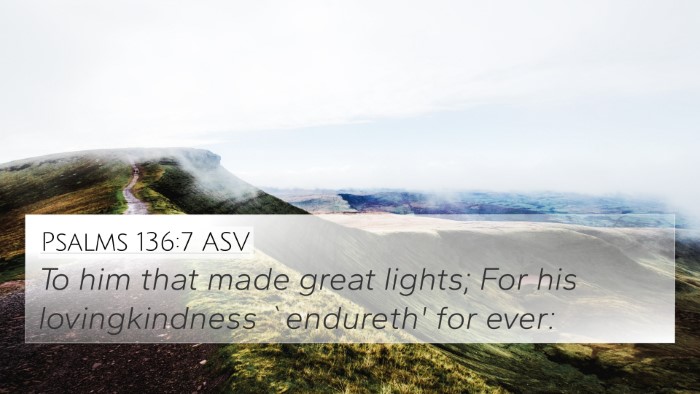 Psalms 136:7 ASV Bible Verse Image
