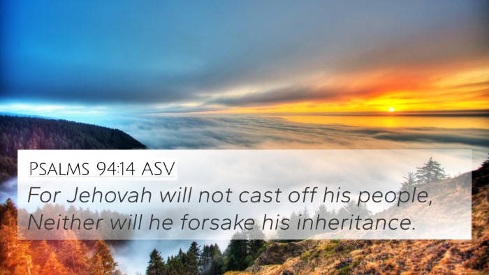 Psalms 94:14 ASV Bible Verse Image