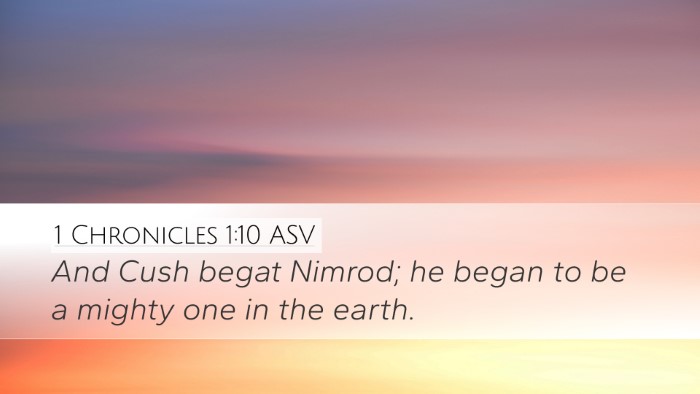 1 Chronicles 1:10 ASV Desktop Wallpaper - And Cush begat Nimrod; he began to be a mighty - Desktop Bible Verse Wallpaper