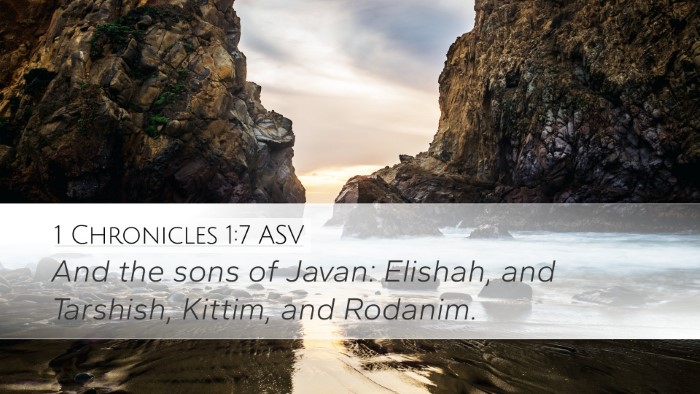 1 Chronicles 1:7 ASV Bible Verse Image