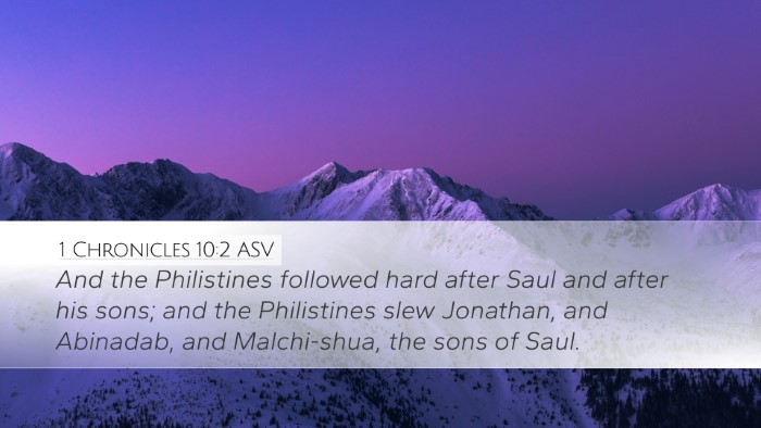 1 Chronicles 10:2 ASV Desktop Wallpaper - And the Philistines followed hard after Saul and - Desktop Bible Verse Wallpaper