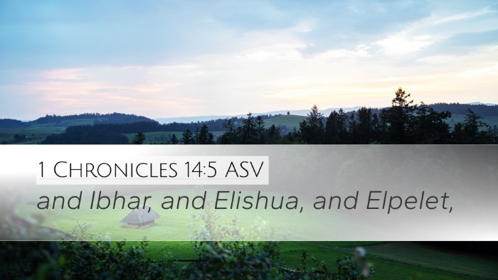1 Chronicles 14:5 ASV Desktop Wallpaper - and Ibhar, and Elishua, and - Desktop Bible Verse Wallpaper