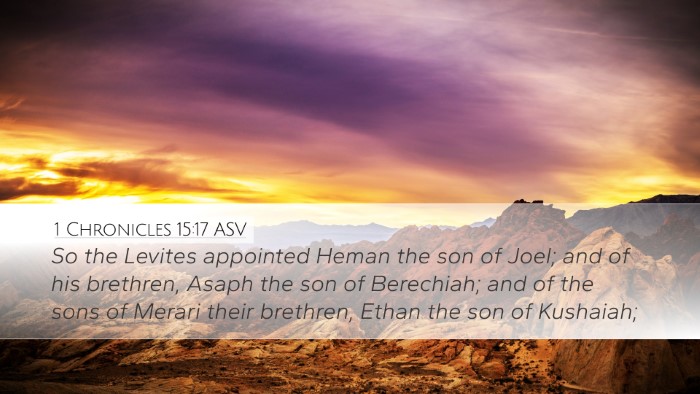 1 Chronicles 15:17 ASV Bible Verse Image