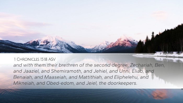 1 Chronicles 15:18 ASV Bible Verse Image