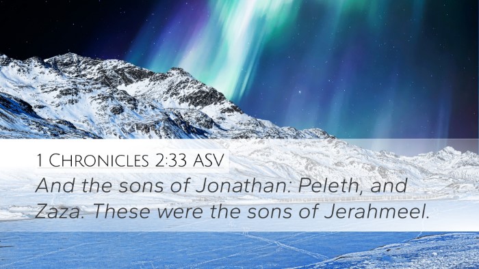 1 Chronicles 2:33 ASV Desktop Wallpaper - And the sons of Jonathan: Peleth, and Zaza. These - Desktop Bible Verse Wallpaper