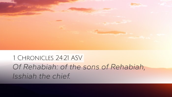 1 Chronicles 24:21 ASV Desktop Wallpaper - Of Rehabiah: of the sons of Rehabiah, Isshiah the - Desktop Bible Verse Wallpaper