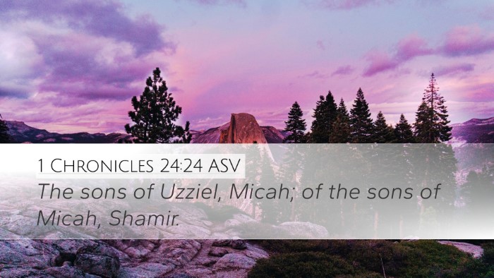 1 Chronicles 24:24 ASV Desktop Wallpaper - The sons of Uzziel, Micah; of the sons of Micah, - Desktop Bible Verse Wallpaper