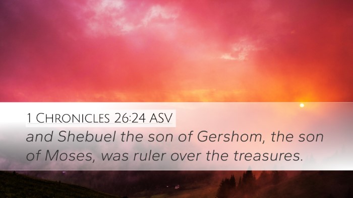 1 Chronicles 26:24 ASV Desktop Wallpaper - and Shebuel the son of Gershom, the son of Moses, - Desktop Bible Verse Wallpaper