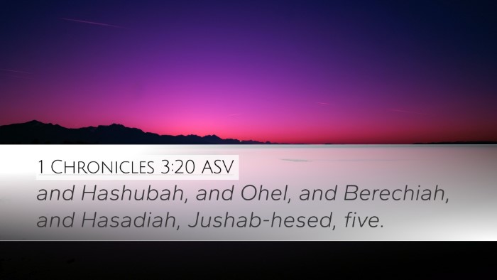1 Chronicles 3:20 ASV Desktop Wallpaper - and Hashubah, and Ohel, and Berechiah, and - Desktop Bible Verse Wallpaper