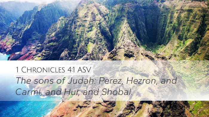 1 Chronicles 4:1 ASV Desktop Wallpaper - The sons of Judah: Perez, Hezron, and Carmi, and - Desktop Bible Verse Wallpaper