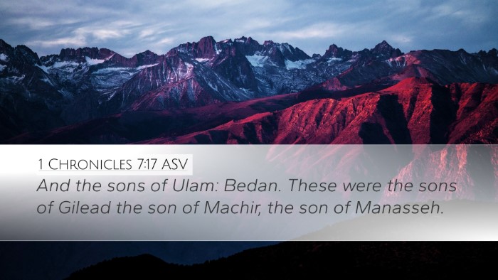 1 Chronicles 7:17 ASV Desktop Wallpaper - And the sons of Ulam: Bedan. These were the sons - Desktop Bible Verse Wallpaper