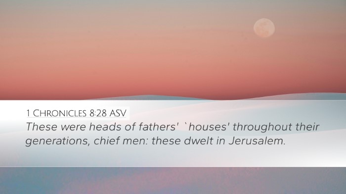 1 Chronicles 8:28 ASV Desktop Wallpaper - These were heads of fathers' `houses' throughout - Desktop Bible Verse Wallpaper
