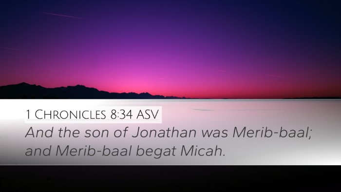 1 Chronicles 8:34 ASV Bible Verse Image