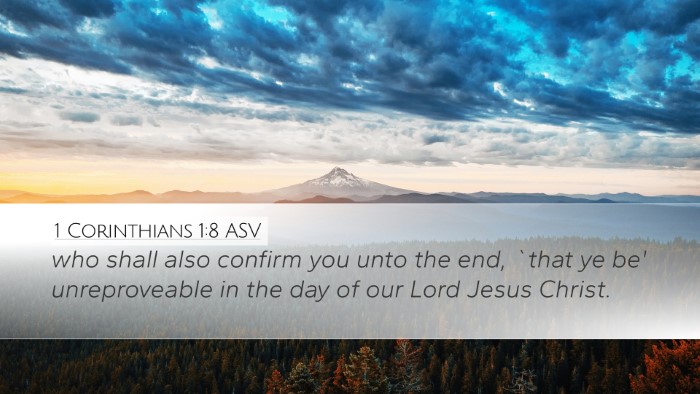 1 Corinthians 1:8 ASV Bible Verse Image