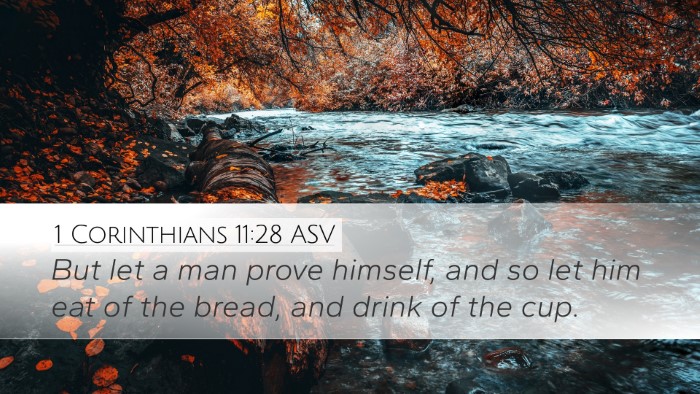 1 Corinthians 11:28 ASV Bible Verse Image