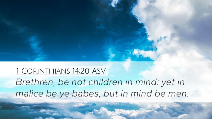 1 Corinthians 14:20 ASV Bible Verse Image