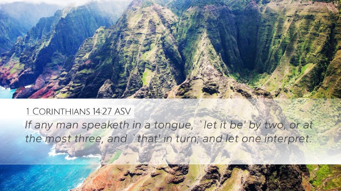 1 Corinthians 14:27 ASV Bible Verse Image