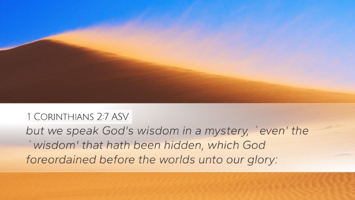 1 Corinthians 2:7 ASV Desktop Wallpaper - but we speak God's wisdom in a mystery, `even' - Desktop Bible Verse Wallpaper
