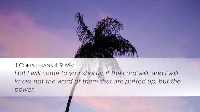 1 Corinthians 4:19 ASV Bible Verse Image