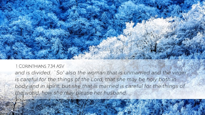 1 Corinthians 7:34 ASV Bible Verse Image