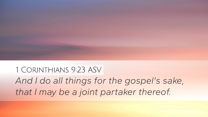 1 Corinthians 9:23 ASV Bible Verse Image
