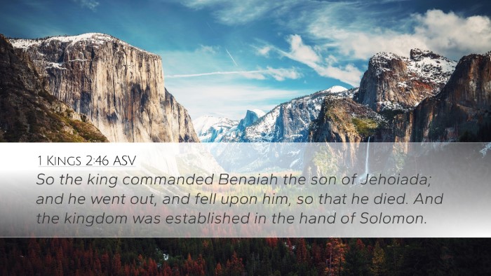 1 Kings 2:46 ASV Bible Verse Image