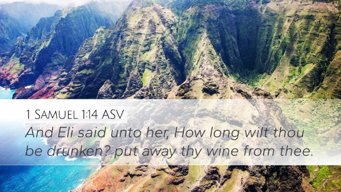 1 Samuel 1:14 ASV Desktop Wallpaper - And Eli said unto her, How long wilt thou be - Desktop Bible Verse Wallpaper