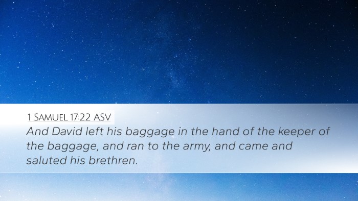1 Samuel 17:22 ASV Bible Verse Image