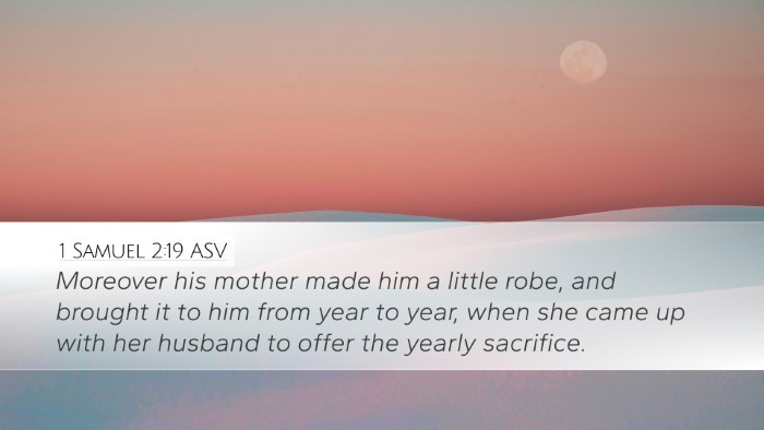 1 Samuel 2:19 ASV Desktop Wallpaper - Moreover his mother made him a little robe, and - Desktop Bible Verse Wallpaper