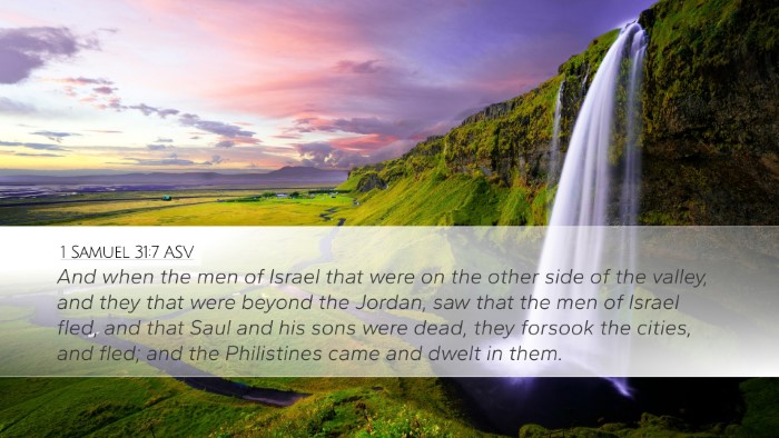 1 Samuel 31:7 ASV Bible Verse Image
