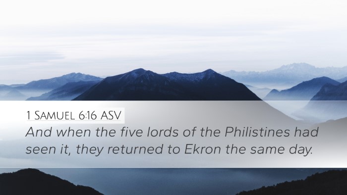 1 Samuel 6:16 ASV Bible Verse Image