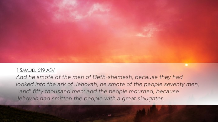 1 Samuel 6:19 ASV Bible Verse Image