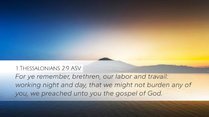 1 Thessalonians 2:9 ASV Bible Verse Image