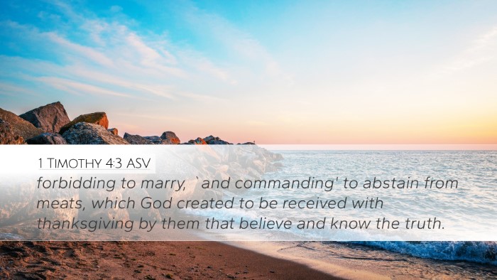 1 Timothy 4:3 ASV Bible Verse Image