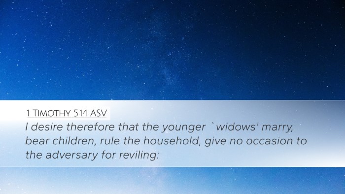 1 Timothy 5:14 ASV Bible Verse Image