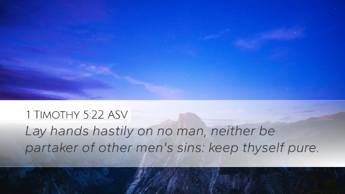 1 Timothy 5:22 ASV Bible Verse Image