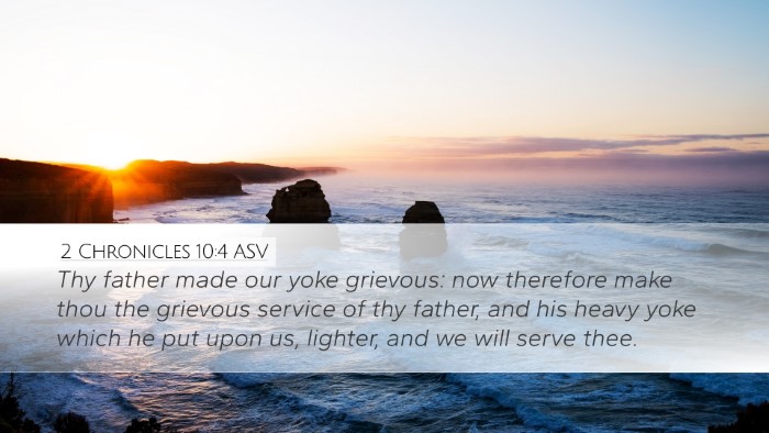 2 Chronicles 10:4 ASV Desktop Wallpaper - Thy father made our yoke grievous: now therefore - Desktop Bible Verse Wallpaper