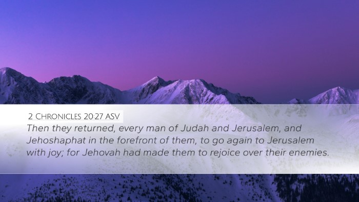 2 Chronicles 20:27 ASV Desktop Wallpaper - Then they returned, every man of Judah and - Desktop Bible Verse Wallpaper