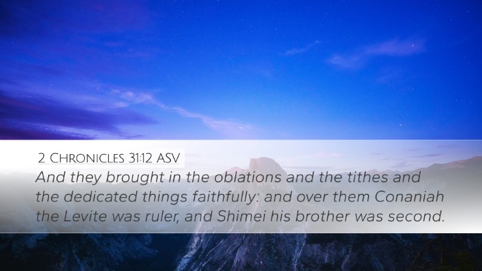 2 Chronicles 31:12 ASV Bible Verse Image