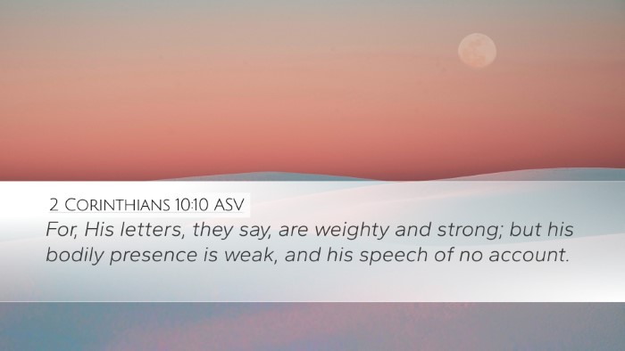 2 Corinthians 10:10 ASV Bible Verse Image