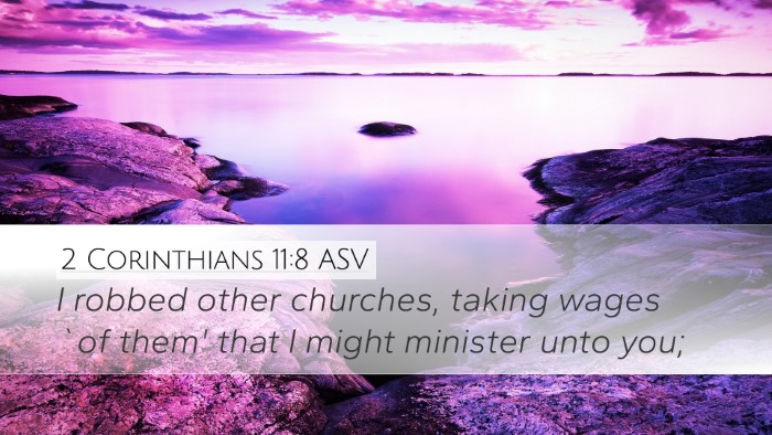 2 Corinthians 11:8 ASV Desktop Wallpaper - I robbed other churches, taking wages `of them' - Desktop Bible Verse Wallpaper