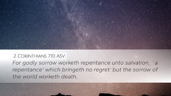 2 Corinthians 7:10 ASV Bible Verse Image