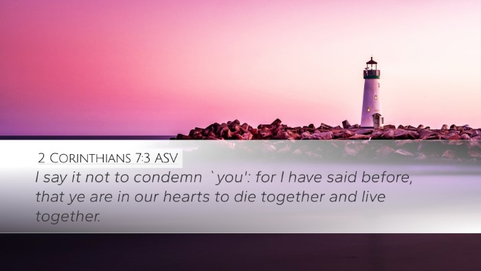 2 Corinthians 7:3 ASV Desktop Wallpaper - I say it not to condemn `you': for I have said - Desktop Bible Verse Wallpaper