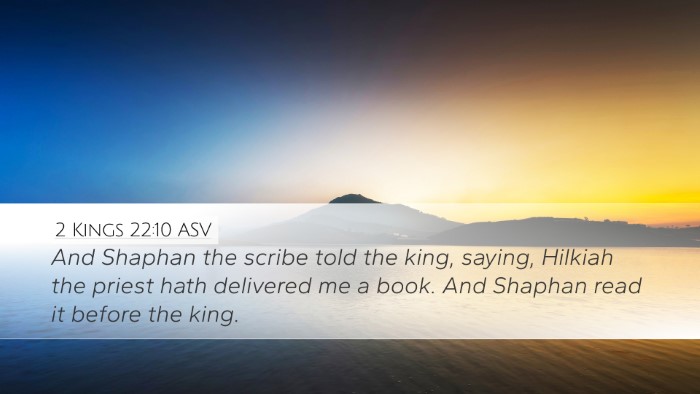 2 Kings 22:10 ASV Desktop Wallpaper - And Shaphan the scribe told the king, saying, - Desktop Bible Verse Wallpaper