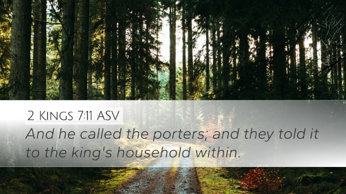 2 Kings 7:11 ASV Desktop Wallpaper - And he called the porters; and they told it to - Desktop Bible Verse Wallpaper