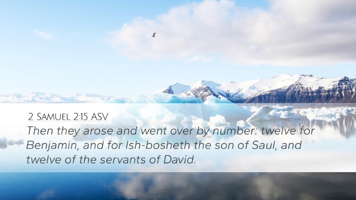 2 Samuel 2:15 ASV Desktop Wallpaper - Then they arose and went over by number: twelve - Desktop Bible Verse Wallpaper