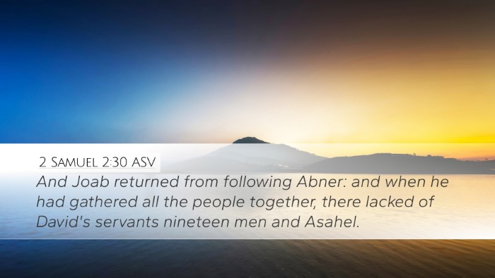 2 Samuel 2:30 ASV Desktop Wallpaper - And Joab returned from following Abner: and when - Desktop Bible Verse Wallpaper