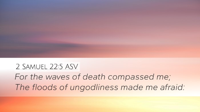 2 Samuel 22:5 ASV Desktop Wallpaper - For the waves of death compassed me; The floods - Desktop Bible Verse Wallpaper