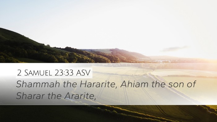 2 Samuel 23:33 ASV Bible Verse Image