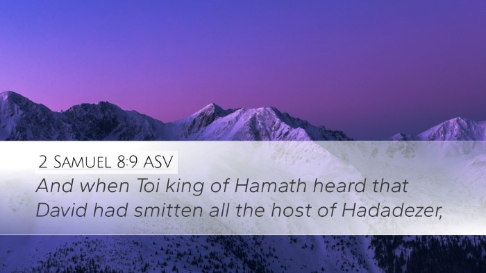 2 Samuel 8:9 ASV Desktop Wallpaper - And when Toi king of Hamath heard that David had - Desktop Bible Verse Wallpaper
